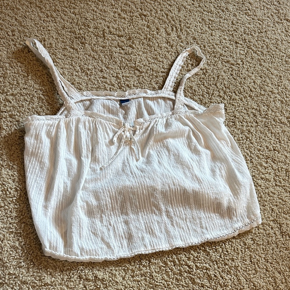 Old Navy White Textured Crop Top